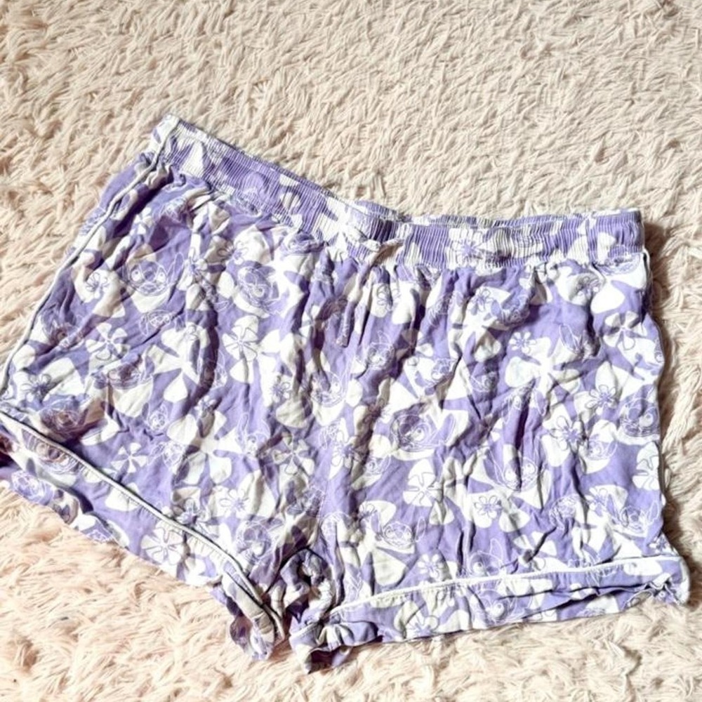 Disney Retro Tropical Lilo and Stitch Hawaii Botanical Casual PJ Shorts Womens L
